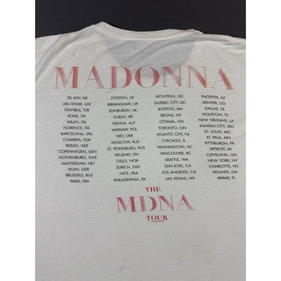 Vintage Y2K Madonna MDNA Tour 2012 White Pop Music Concert Faded White XL Rare - Picture 9 of 16